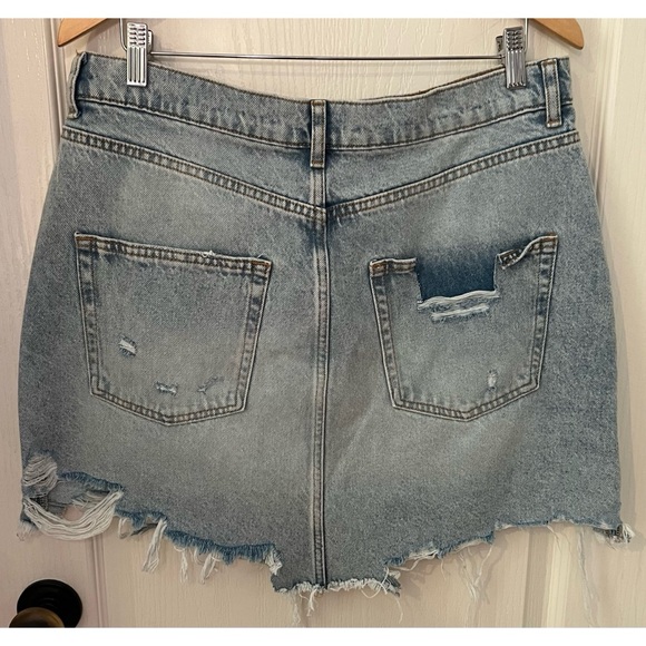 Anthropologie Destroyed Denim Mini Skirt 14 - Picture 3 of 12
